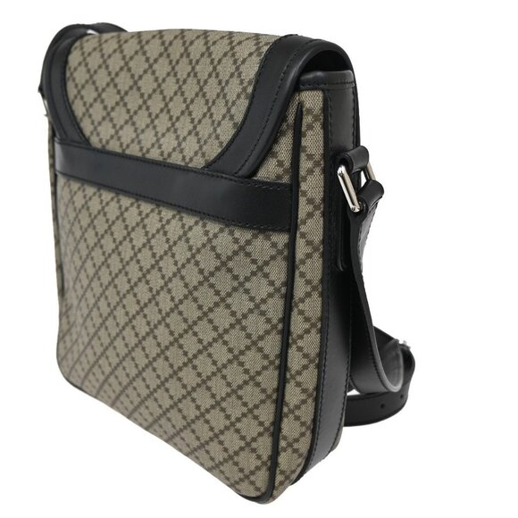 GUCCI Logo Diamante Shoulder Crossbody Bag PVC Leather Black Brown SHW - Picture 5 of 16